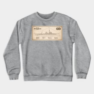 HMS Dreadnought ship plans - SDL Crewneck Sweatshirt